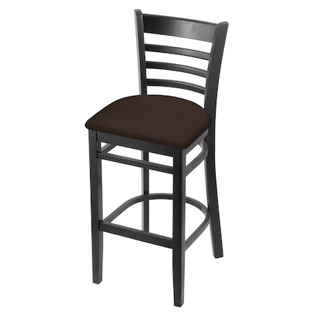 Holland Bar Stool Co 25" Counter Stool, Black Finish, Rein Coffee Seat 314025Blk025